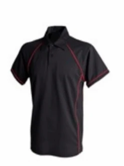 Murray Golf Piped Junior Polo Shirt - Black/Red