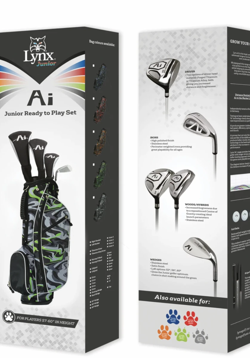 Lynx Golf Junior Ai Ready To Play Set 60-63'' 3 Lynx Golf Junior Ai Ready To Play Set 60-63''